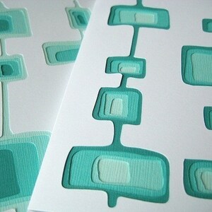 Googie in Sea Foam Set of 2 handcut cards image 3