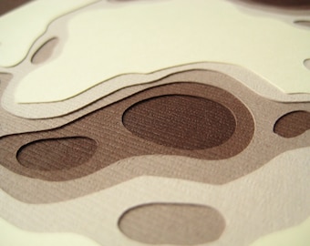 Topography in Brown - One handcut card