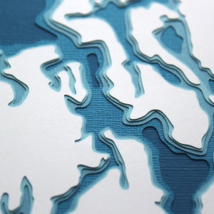 Puget Sound: arte original recortado en papel de 8 x 10 pulgadas