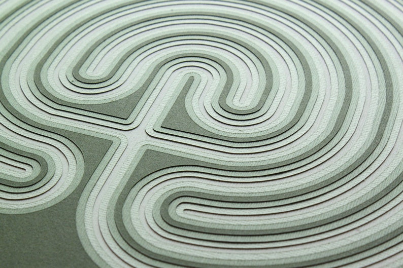 Labyrinth 12 x 12 layered cut paper artwork image 6