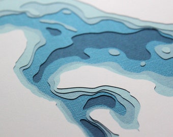 Medicine Lake - original 8 x 10 papercut art in your choice of color