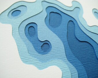 Topography in Royal - Set of 4 handcut cards