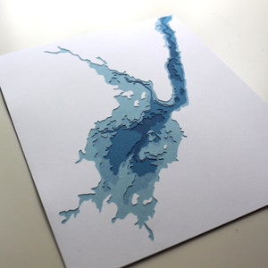 Great Sacandaga Lake original 8 x 10 papercut art in your choice of color image 3