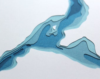 Lake Itasca - original 8 x 10 papercut art