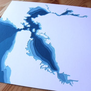 San Francisco Bay original 12 x 12 papercut art in your choice of color image 4