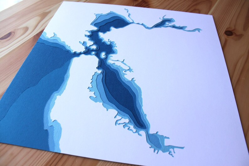 San Francisco Bay original 12 x 12 papercut art in your choice of color image 4