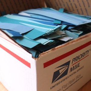 Large Box of Blue Paper Scraps image 2