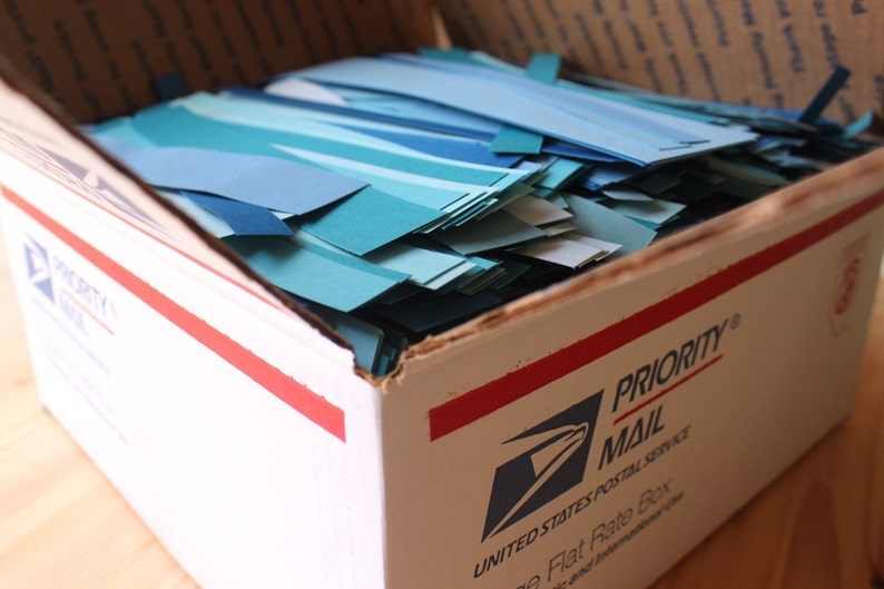 Large Box of Blue Paper Scraps image 2