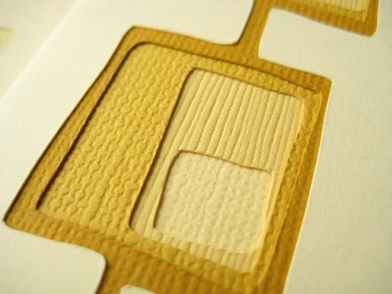 Googie in Harvest Gold set of 2 handcut cards image 1