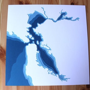 San Francisco Bay original 12 x 12 papercut art in your choice of color image 2