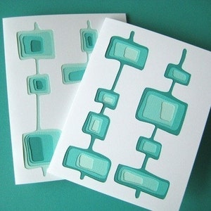 Googie in Sea Foam Set of 2 handcut cards image 1