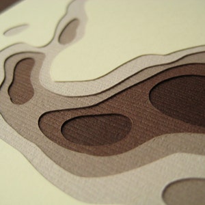 Topography in Brown - Set of 4 handcut cards
