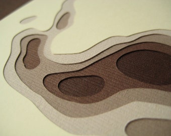 Topography in Brown - Set of 4 handcut cards