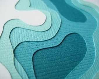 Topography in Aqua - Set of 4 handcut cards