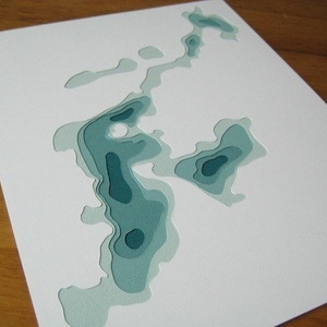 You Are Here custom 8 x 10 cut paper bathymetry image 4