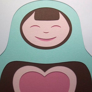 Matryoshka Heart Layered Papercut Art 8 x 10 image 2