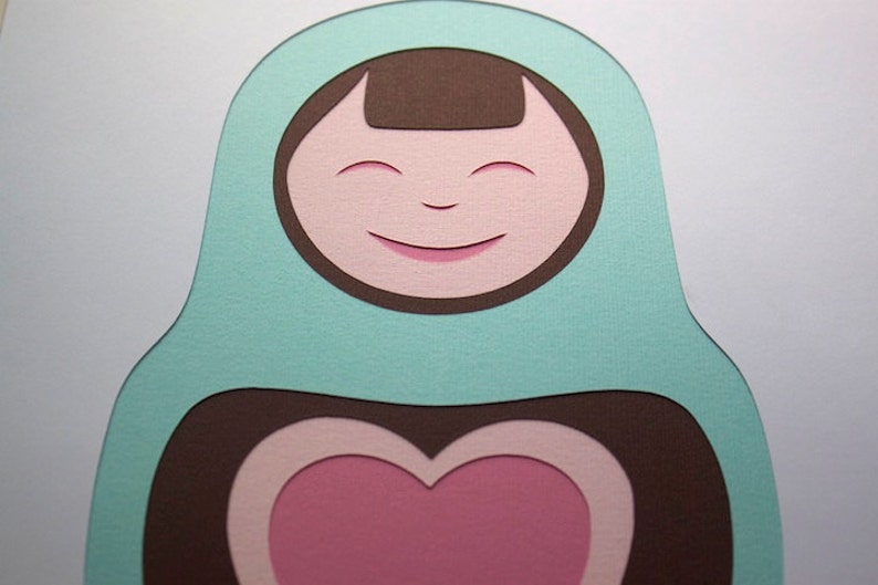 Matryoshka Heart Layered Papercut Art 8 x 10 image 2