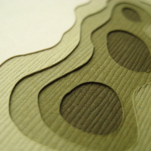 Topography in Olive - Set of 4 handcut cards