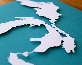 Great Lakes Silhouette - 8 x 10 original papercut