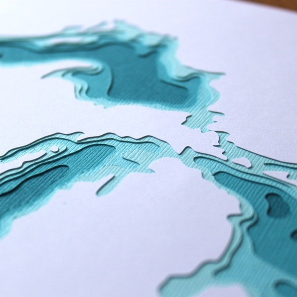 The Great Lakes - original 8 x 10 papercut art