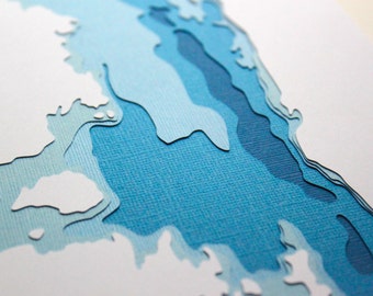 Flathead Lake - original 8 x 10 papercut art