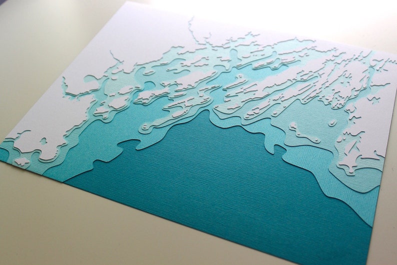 Casco Bay 8 x 10 layered papercut art image 3