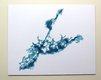 Burntside Lake - original 8 x 10 papercut art