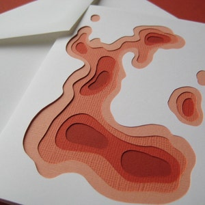 Topography in Red Set of 4 handcut cards image 2