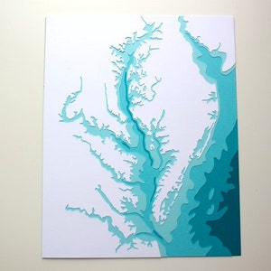 Chesapeake Bay original 8 x 10 papercut art image 1