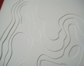 Topography in White - set of 4 handcut cards