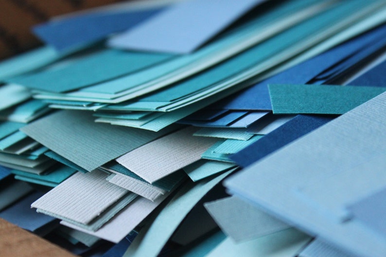 Large Box of Blue Paper Scraps image 1