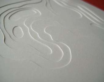 Topography in White - one handcut card