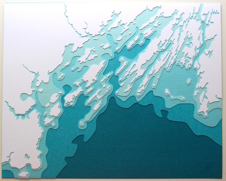 Casco Bay 8 x 10 layered papercut art image 2