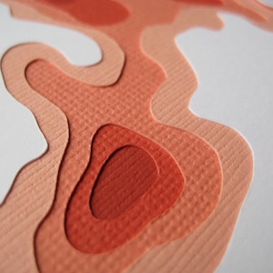 Topography in Red - One handcut card