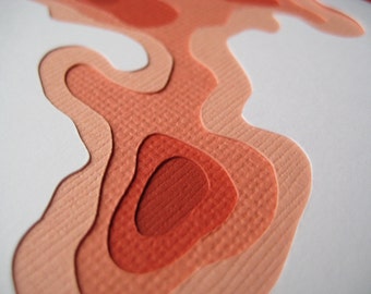 Topography in Red - One handcut card