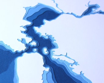 San Francisco Bay - original 12 x 12 papercut art in your choice of color