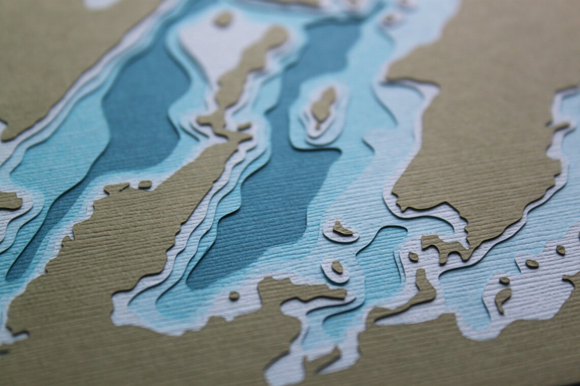 Whiteface Reservoir 8 X 10 Layered Papercut Art Etsy