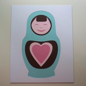 Matryoshka Heart Layered Papercut Art 8 x 10 image 1