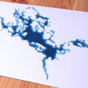 Lake Winnipesaukee 8 x 10 layered papercut art image 4