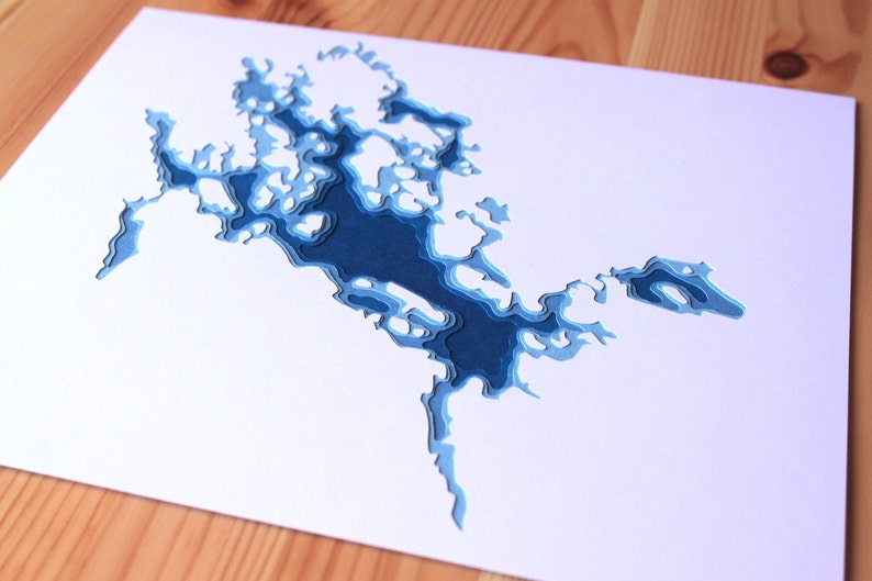 Lake Winnipesaukee 8 x 10 layered papercut art image 4