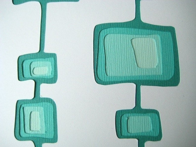 Googie in Sea Foam Set of 2 handcut cards image 2