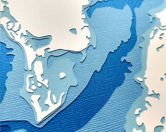 Tampa Bay - 8 x 10" layered papercut art