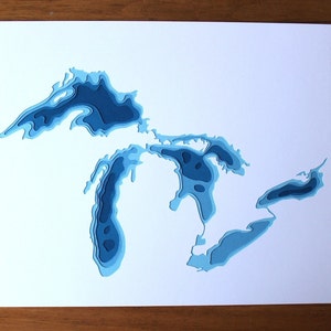 The Great Lakes original 8 x 10 papercut art image 2