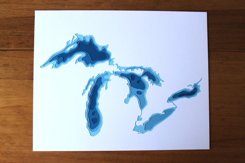 The Great Lakes original 8 x 10 papercut art image 2