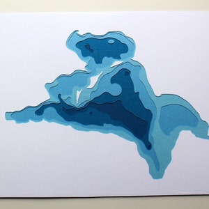 Lake Koronis original 8 x 10 papercut art in your choice of color image 2
