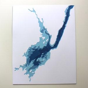 Great Sacandaga Lake original 8 x 10 papercut art in your choice of color image 2