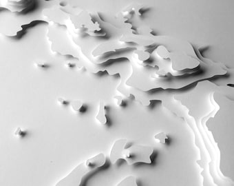 Hawajskie Wyspy - unoszące się na wodzie - wycinanka papierowa 8 x 10 warstw