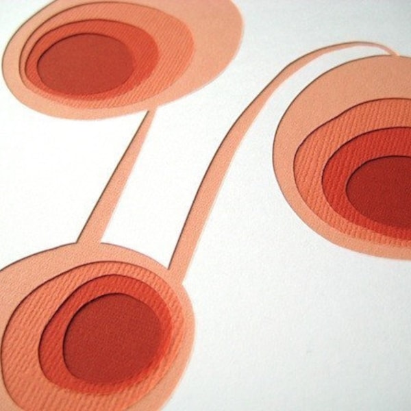 Retro Poppies - originele papercut (8 x 10)