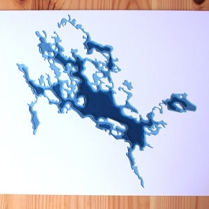 Lake Winnipesaukee 8 x 10 layered papercut art image 2