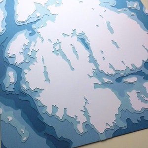 Mount Desert Island - 12 x 12" arte taglia di carta a strati